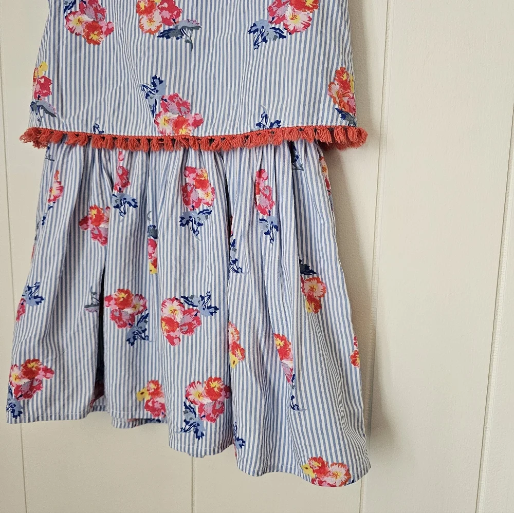 Joules Floral Striped Girls Layered Dress